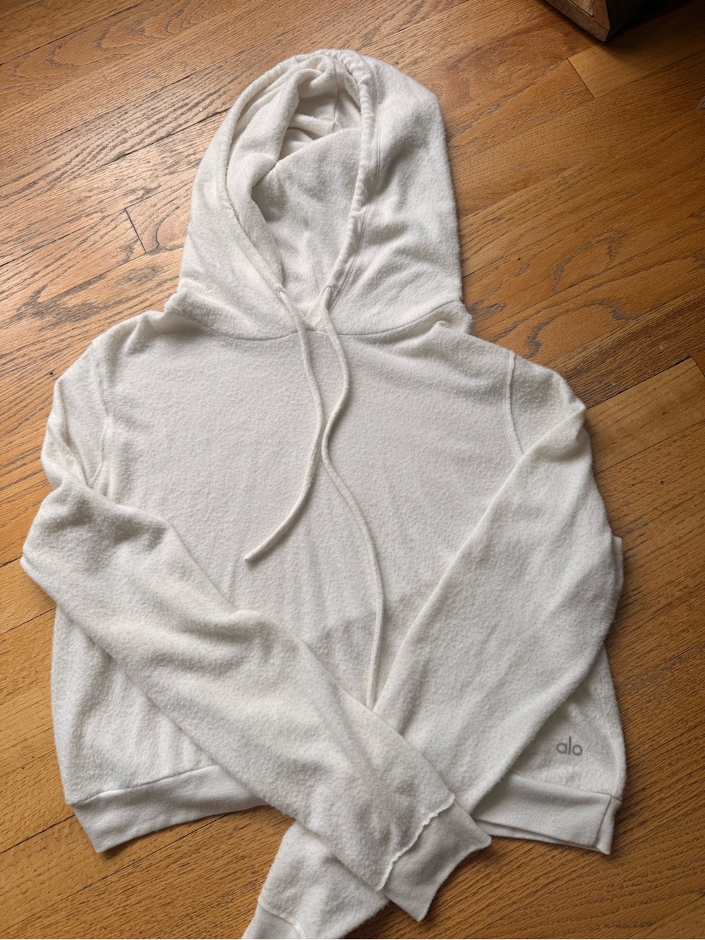 Alo Yoga Lightweight Cropped Hoodie Ivory/Cream Women’s